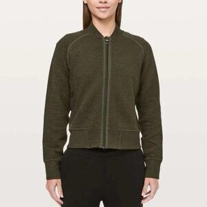 Lululemon Womens 6 On Repeat‎ Bomber Olive Green Active Full Zip Jacket